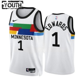 Dres Minnesota Timberwolves Anthony Edwards 1 Nike 2022-23 City Edition Bijela Swingman - Dječji